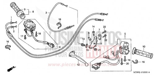 LEVIER DE GUIDON/COMMUTATEUR/CABLE CBR600F4 de 2004
